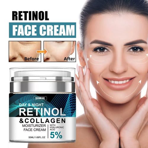 Retinol Face Cream with Pump Dispenser – Anti-Aging & Firming Moisturizer Free gift: 2 wax hair removal strips.